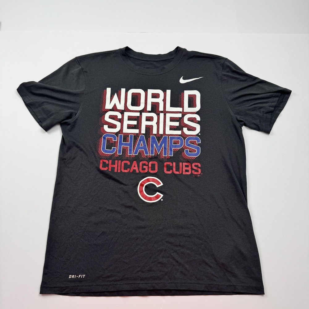 Chicago Cubs Shirt Mens Large Nike Dri-FIT World Series Champions Baseball MLB